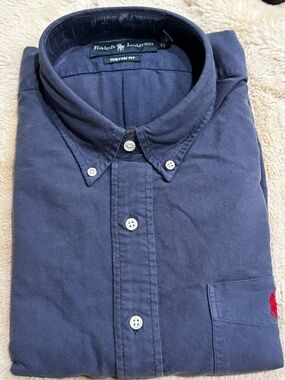 XL New Ralph Lauren Custom Fit Men’s Navy Button-Down Shirt
